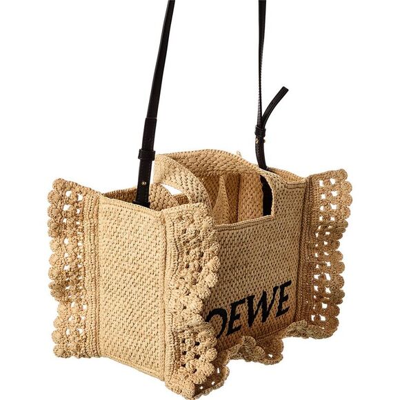 Loewe Font Small Raffia Tote, Beige - Picture 3 of 4